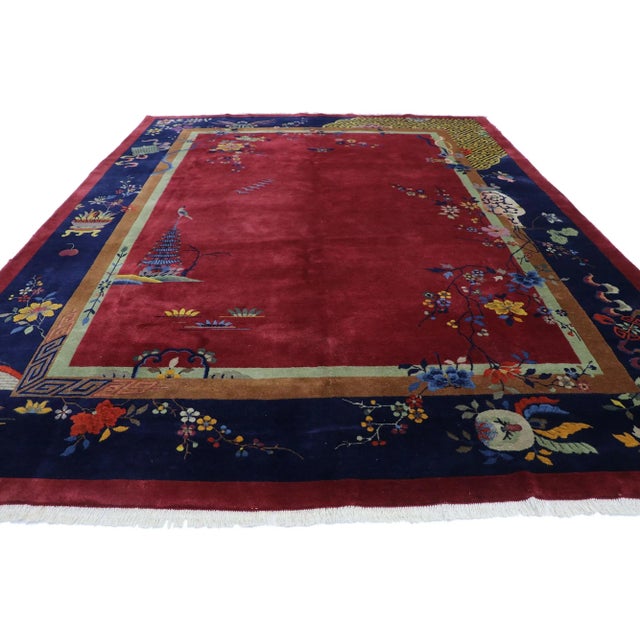 Art Deco Antique Chinese Art Deco Rug - 08'10 x 11'06 For Sale - Image 3 of 8