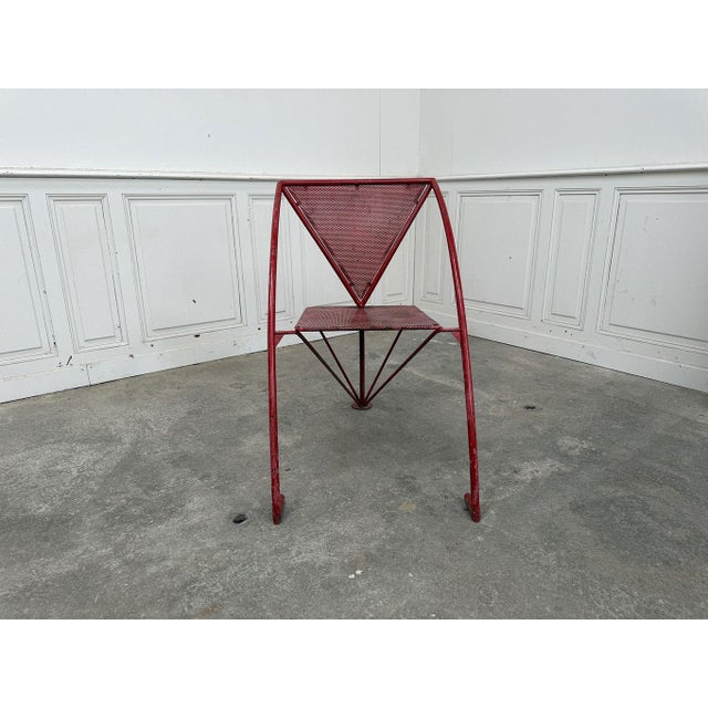 Red Metal Lounge Chair, 1950s For Sale - Image 4 of 9