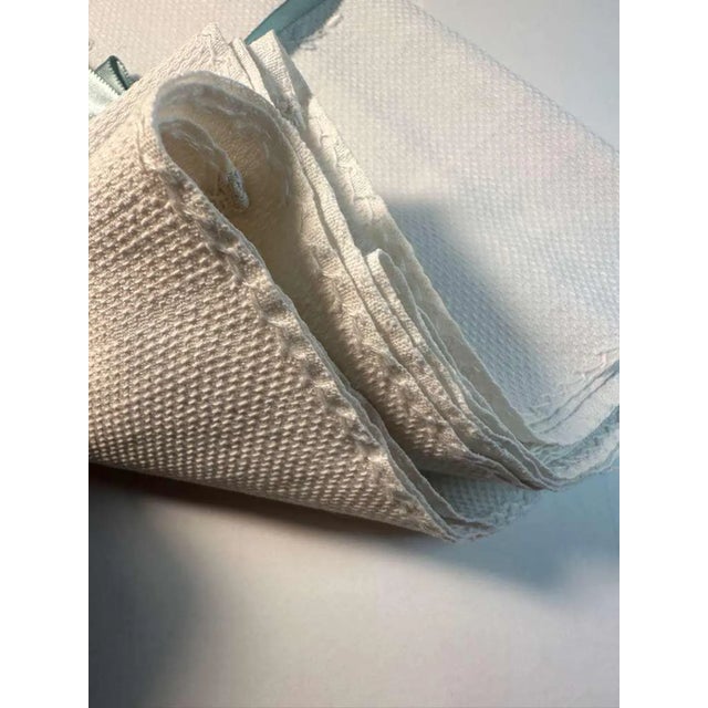 French Antique Linen Tea Towel - Dual C Monograms - Hemstitched Drawn Thread Border 1900s For Sale - Image 9 of 9