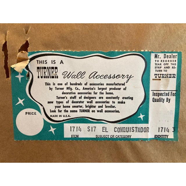 Mustard Mid 20th Century Vintage Mid Century Conquistador Oil Painting, Framed For Sale - Image 8 of 10