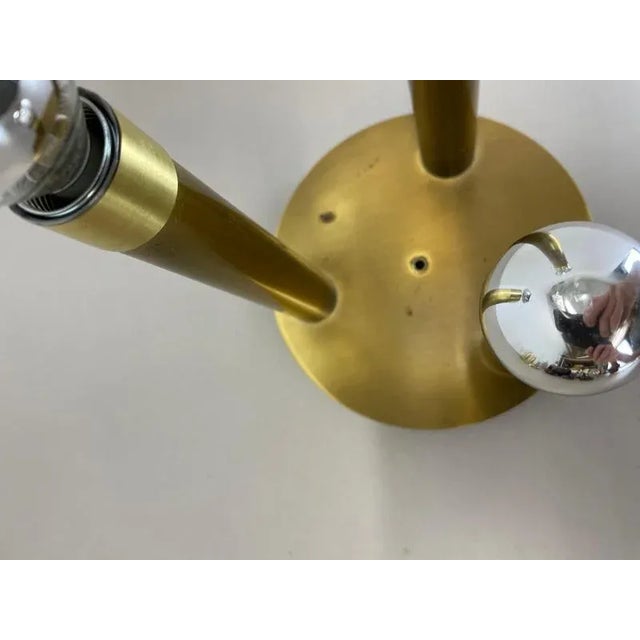 Metal Space Age Italian Brass Atomic Ceiling Light by Gio Ponti, Italy, 1970s For Sale - Image 7 of 18