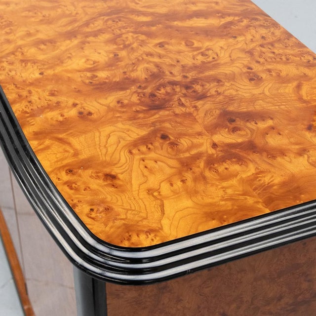 Black Vintage Italian Sideboard in Burl Wood, 1980s For Sale - Image 8 of 15