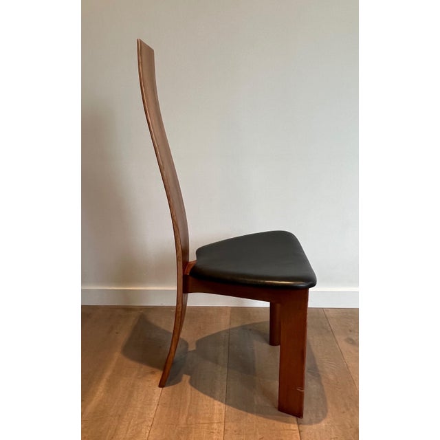 Mid-Century Modern Circa 1970 Scandinavian Chairs in Exotic Wood and Black Leather- a Pair For Sale - Image 3 of 12