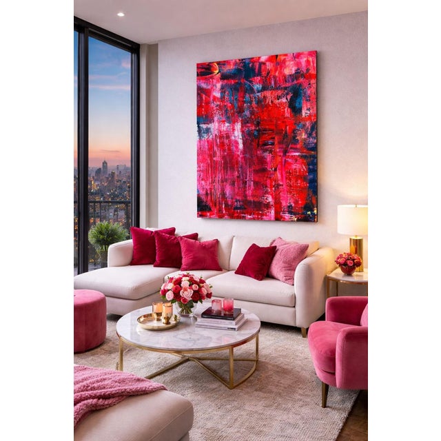 Abstract Pink & Blue - Print on Canvas For Sale - Image 3 of 5