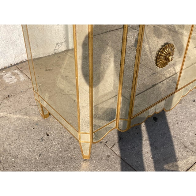 Wood Michael Taylor Hollywood Regency Regina Antique Mirror and Gilt Sideboard For Sale - Image 7 of 13