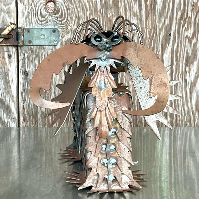 Vintage Boho Punch Cut Metal Dog Sculpture For Sale - Image 4 of 10