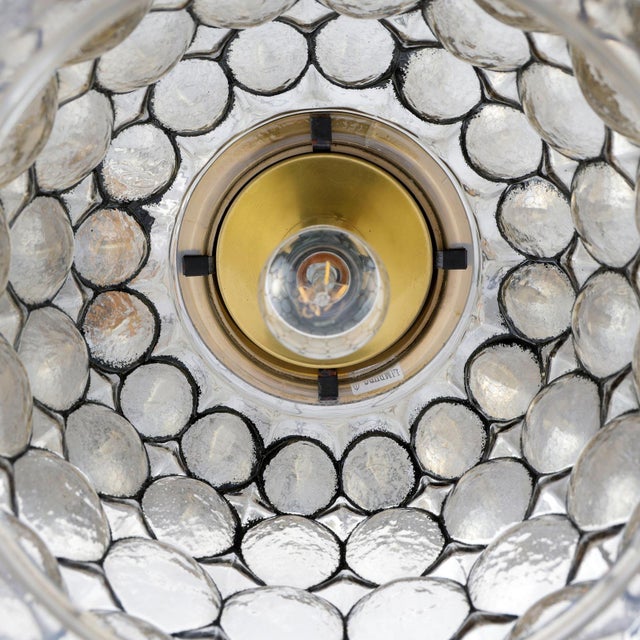 Gold Large Glass and Iron Rings Pendant from Glassworks Limburg, Germany, 1960s For Sale - Image 8 of 12