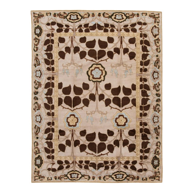 Beige Modern Art & Crafts Style Tibetan Wool Rug For Sale
