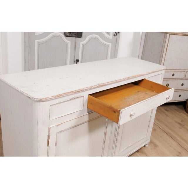 1830s Swedish Grey Painted Sideboard with Single Drawer over Two Doors For Sale - Image 9 of 12
