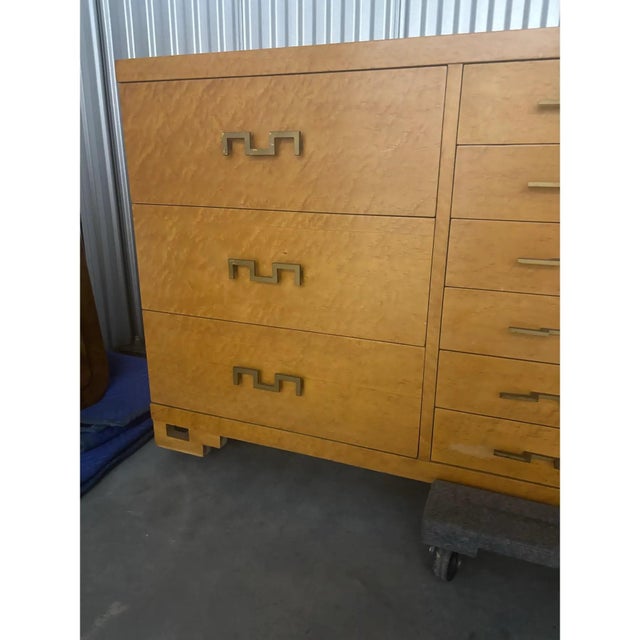 Brown Rare Mid 20th Century Birds Eye Maple Dresser For Sale - Image 8 of 9