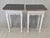 Antique Pine Nightstands Painted White With Gray Banding and Black Tops - A Pair For Sale - Image 13 of 17