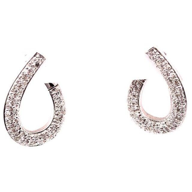 White 14 Karat White Gold Latch Back Earrings With .50 Total Diamond Weight For Sale - Image 8 of 12