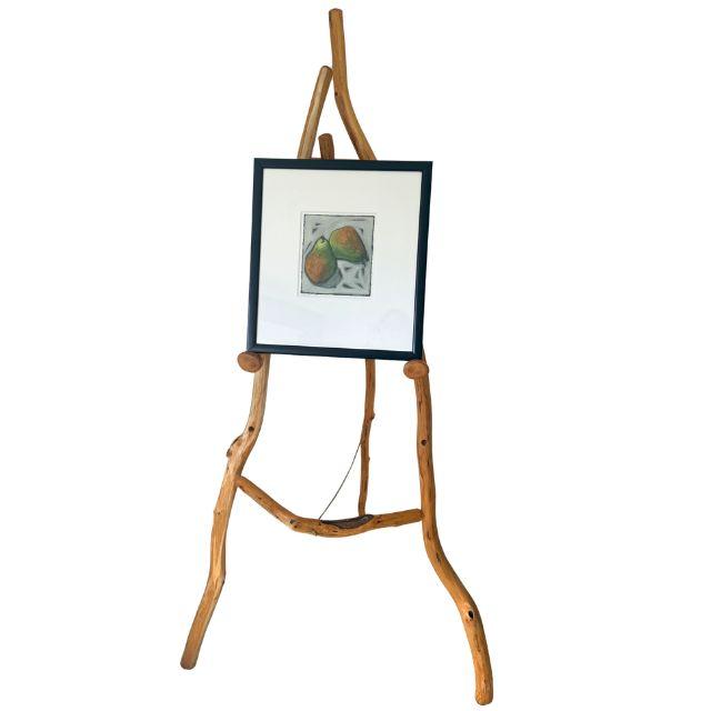 Rustic European Late 20th Century Rustic Knotty Pine, Adjustable, Folding Easel - Artist-Made For Sale - Image 3 of 17