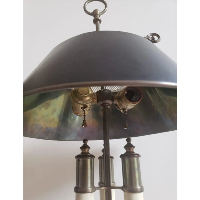 Black 1972 Chapman Solid Brass Bouillotte Lamp With Tole Shade For Sale - Image 8 of 10