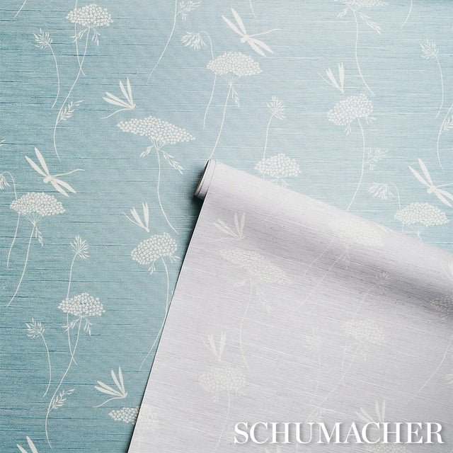 Not Yet Made - Made To Order SAMPLE - Schumacher La Libellulee Silk Wallpaper In Moonstone For Sale - Image 5 of 5