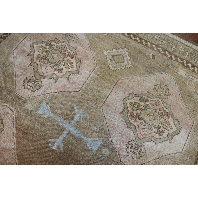 Contemporary 20th Century Pink Brown Beige Turkish Kars Anatolian Gallery Rug For Sale - Image 3 of 6