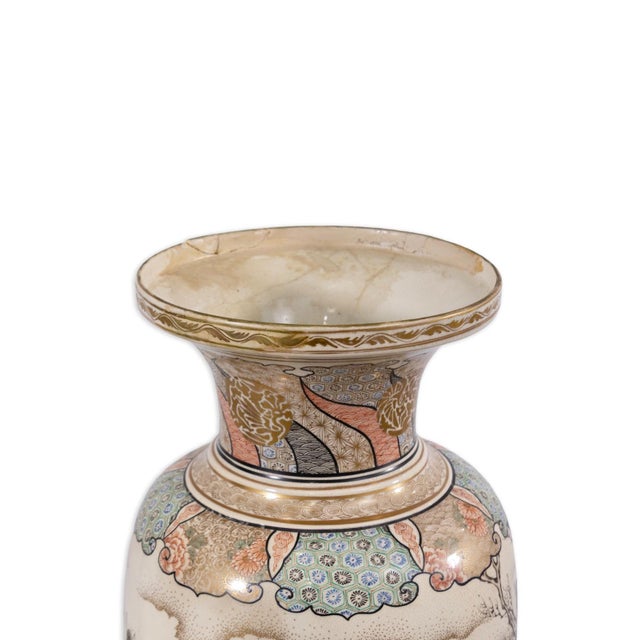 Ceramic Japanese Satsuma Hand-Painted Vase With Enamel and Gilt Detail - Asian Collectable For Sale - Image 7 of 8