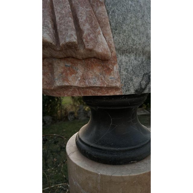 Stone Huge Bust of Roman Emperor, 1950, Marble For Sale - Image 7 of 11