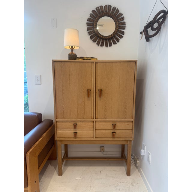 Mid-Century Modern Kurt Ostervig Oak Cabinet With Leather Pulls For Sale - Image 3 of 18