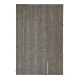 2010s Rug & Kilim’s Contemporary Kilim Rug in Gray With Blue Stripes and Brown Accents For Sale