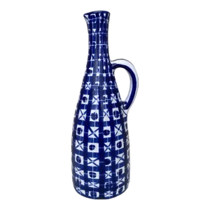 Mid-Century Geometrical Blue & White Pitcher Robert Picault Vallauris