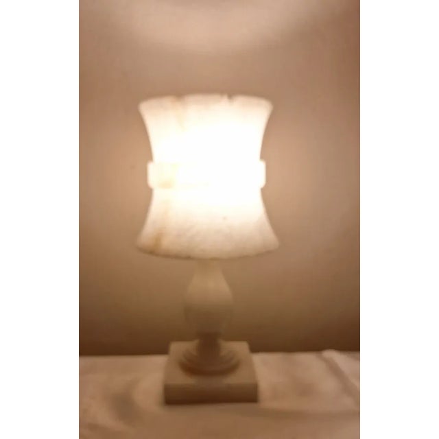 Vintage Table Lamp with Alabaster Body in the Shape of Cup, 1970s, in Very Good conditions. Designed 1970 to 1979 European...