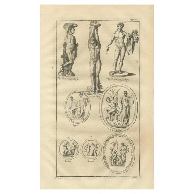 After Bernard de Montfaucon, Antique Roman Statues & Medals Plate, 1721, Engraving For Sale - Image 10 of 10