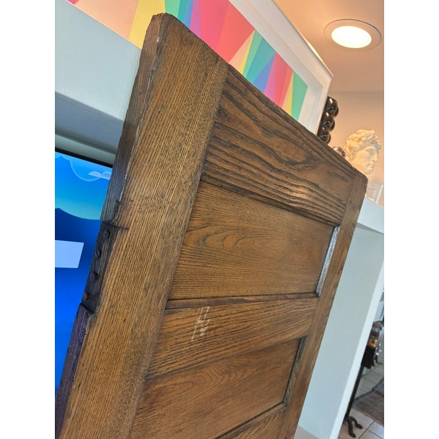 Antique Solid Oak Five Panel Interior Door Architectural Salvage For Sale - Image 4 of 13