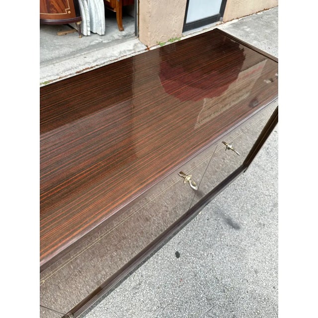 1940s 1940s French Art Deco Macassar Ebony Mother-of-Pearl Sideboard For Sale - Image 5 of 12