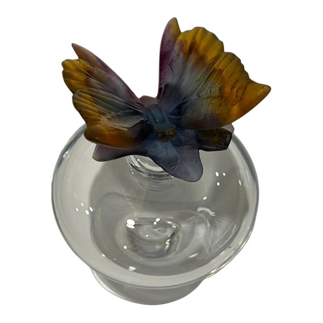 Daum France Flacon Nature Papillon Crystal Perfume Bottle With Pâte De Verre Butterfly & Original Box For Sale