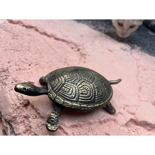 Brass Turtle Ashtray with Lid For Sale - Image 10 of 11