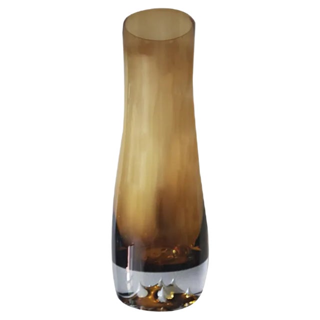 Amber Vase with Processed Glass Bottom, 1960s For Sale