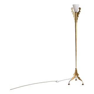 Vintage Italian Gilt Metal + Scavo Glass Prototype Floor Lamp by Banci Firenze For Sale