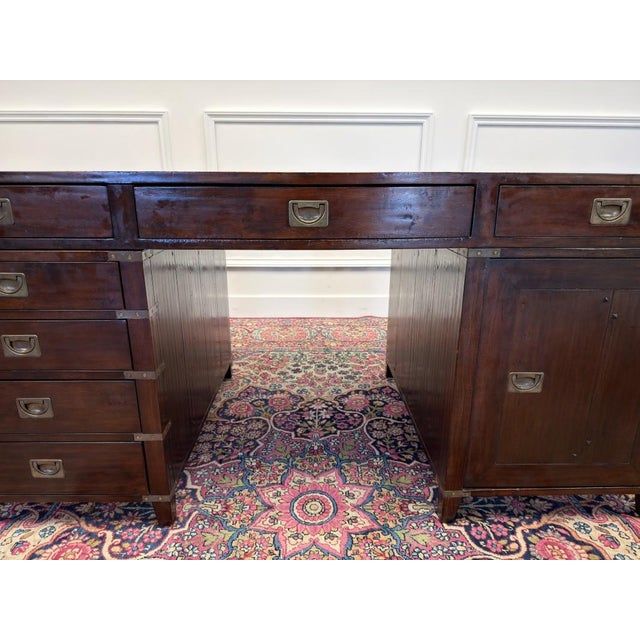 Brown English Campaign Style Desk For Sale - Image 8 of 16