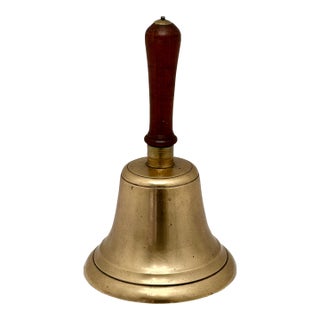 Unusually Very Large Size Antique American Brass Schoolhouse Bell - Circa Mid 19th Century For Sale
