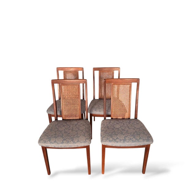 Mid-Century Teak Dining Chairs with Cane Back Seats, 1960s, Set of 4 For Sale - Image 4 of 9