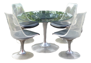 Acrylic Glass Tulip Dining Table & Chairs from Chromcraft, Set of 5