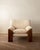 A vintage sapporo lounge chair in solid walnut and original cream textured upholstery, designed by mario marenco for mobil...