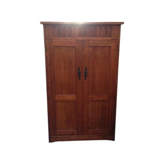 Solid Oak Wood Armoire For Sale