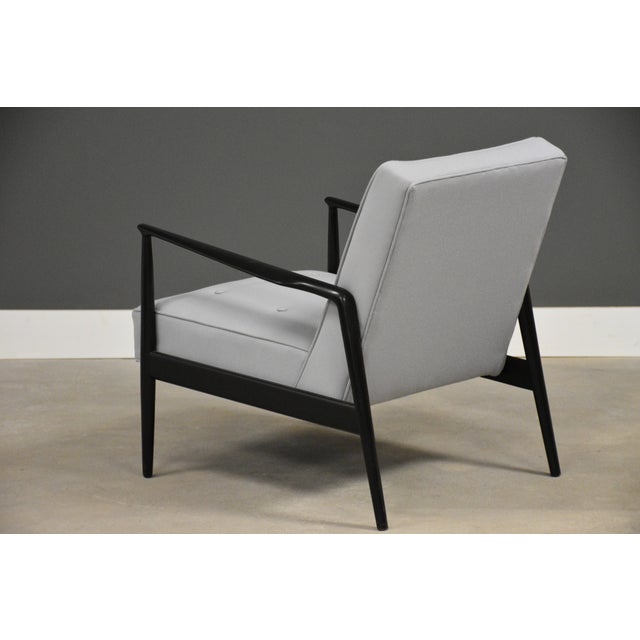 1960s Danish Modern Ebonized Black and Grey Lounge Chair Kofod Larsen Style For Sale - Image 4 of 5