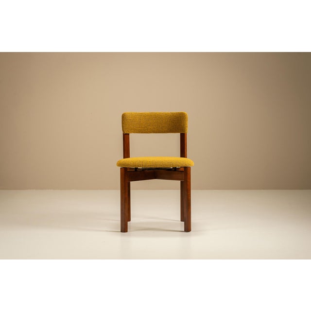 Wood Dining Room Chairs in Ocher Fabric, Italy, 1970s, Set of 8 For Sale - Image 7 of 13