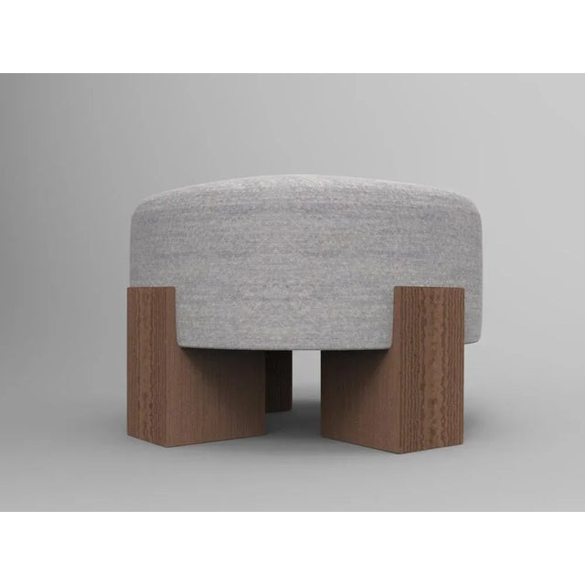 Not Yet Made - Made To Order Cassette Pouf in Outside Tricot Grey Fabric and Smoked Oak by Alter Ego for Collector For Sale - Image 5 of 5