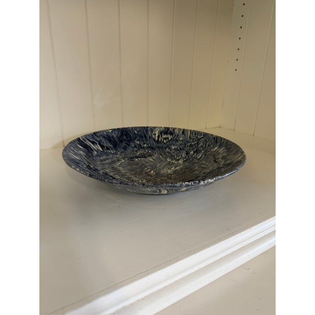 Blue Signed Christine Jouval Blue Aptware Serving Bowl For Sale - Image 8 of 18