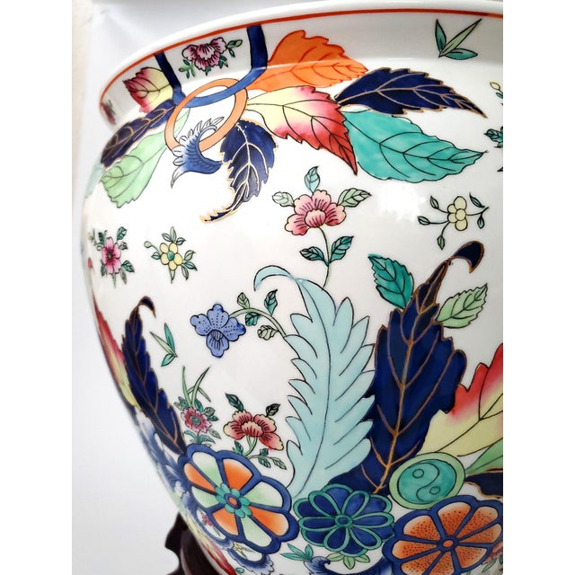 Wood Planter Fishbowl Goldfish Gold Fish Bowl & Stand -Tobacco Leaf For Sale - Image 7 of 12