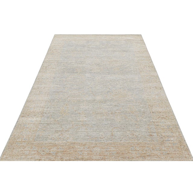 2010s Rug & Kilim’s Oushak Style Rug in Beige-Brown and Gray With Floral Patterns For Sale - Image 5 of 7