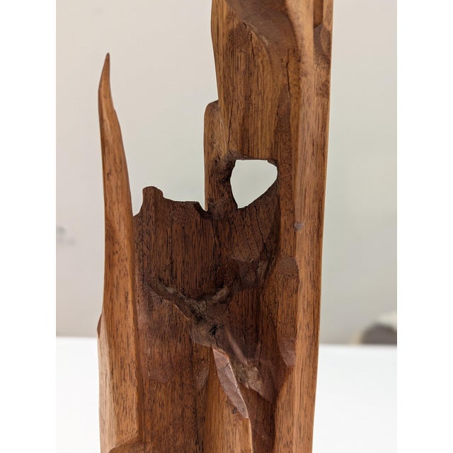 1970s Brutalist Hand-Carved Hardwood Totem Sculpture For Sale - Image 5 of 13
