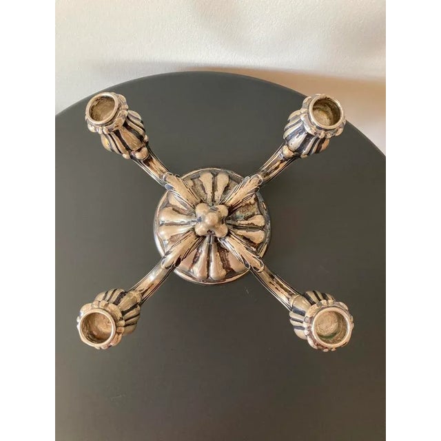 19th Century German Silver Rococo 4-Arm Candelabra For Sale - Image 9 of 12