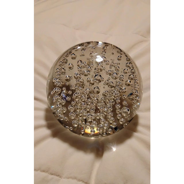 1970's Bullicante Controlled Bubbles Clear Paper Weight For Sale - Image 9 of 9