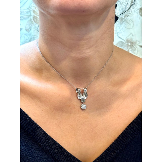 Vintage 2.55 Ct Diamond Solitaire Diamond 0.90 Ct Pendant in 14 K White Gold For Sale - Image 13 of 18