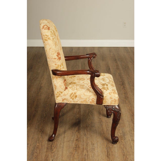 Henredon Scroll and Floral Upholstered Cabriole Leg Armchairs For Sale - Image 14 of 18